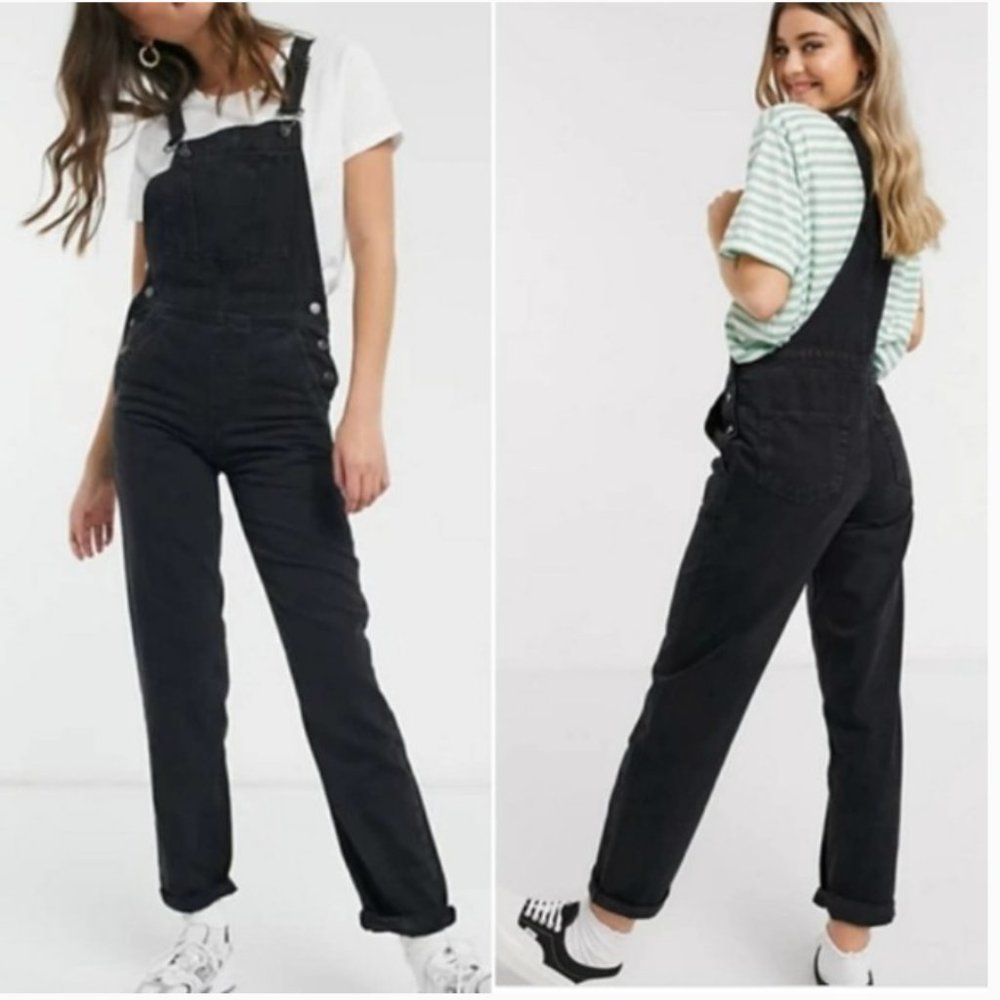 Asos Design Denim Overall In Washed Black